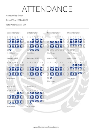 Attendance Report Homeschool Reports