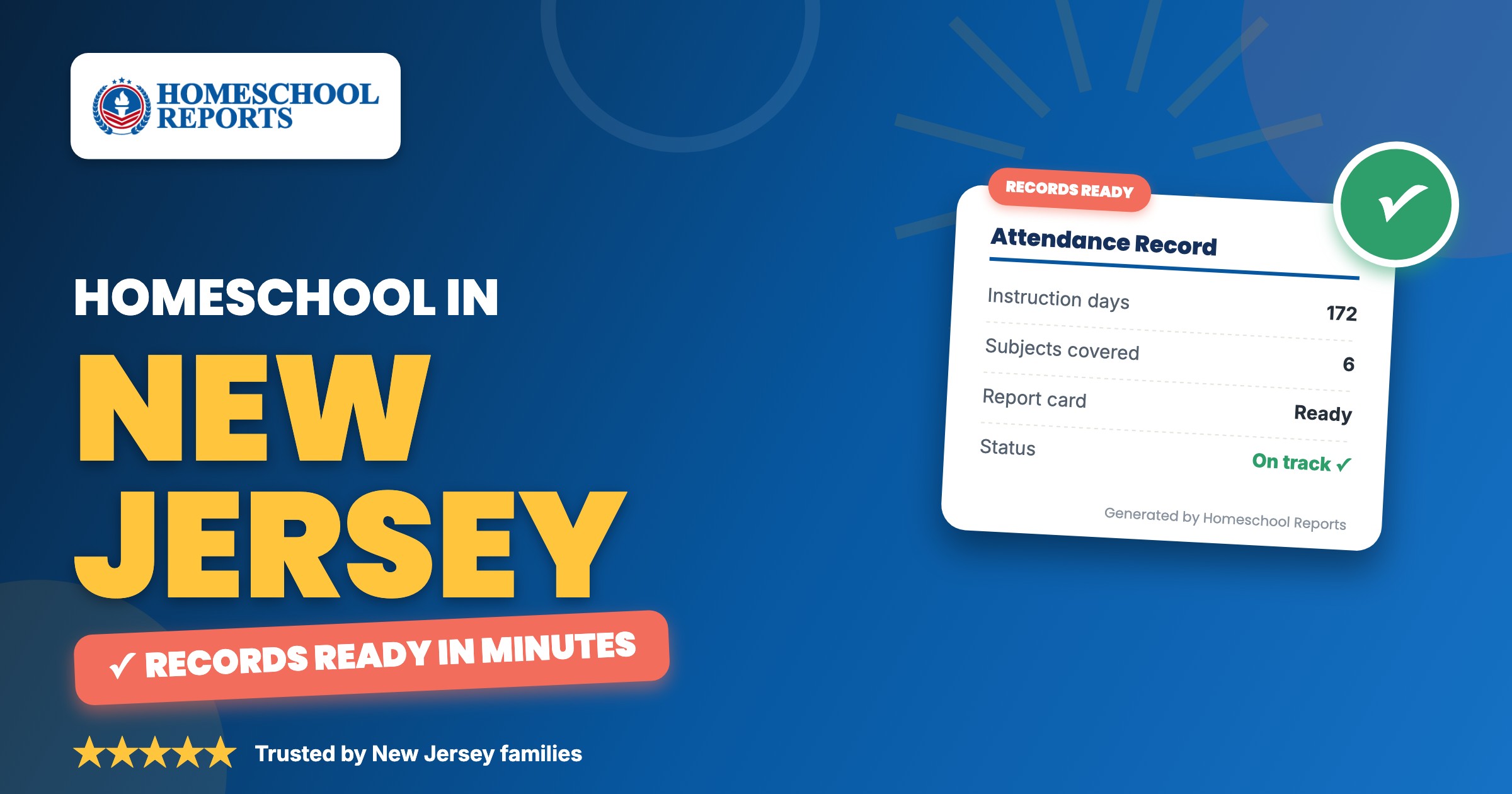 Homeschooling in New Jersey — attendance records, report cards and transcripts made easy with Homeschool Reports